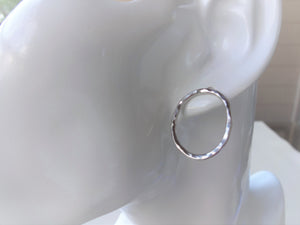Silver Oval Loop Earrings, Minimalist Jewelry.