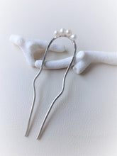 Load image into Gallery viewer, Pearl Hair Stick, Silver Hair Fork, Wedding Hair Pins