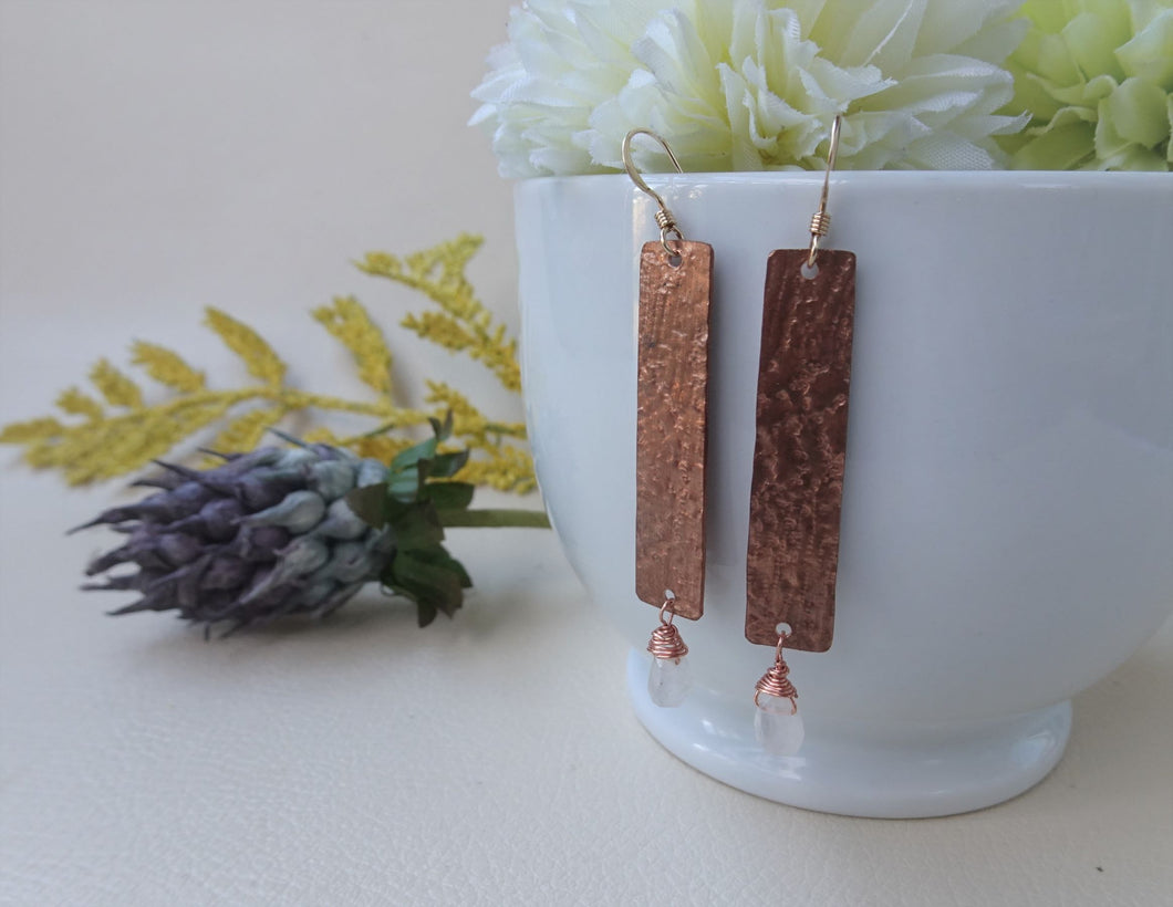 Copper Timeless Earrings with Moonstone