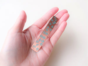 Narrow Flower Stamped Rectangle Barrette 