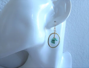 Turquoise in Circle Dangle Earrings