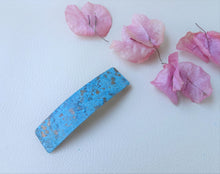 Load image into Gallery viewer, Turquoise Blue Patina Barrette, Rectangle Barrette