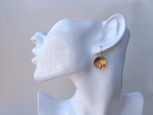 Gold Circle Dangle Earrings with Granules