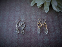 Load image into Gallery viewer, Herkimer Diamond Gold Short Earrings, Raw Stone Earrings