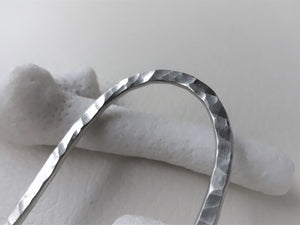 Silver Metal Hair Pin, Hammered Textured, Forged Hair Jewelry.