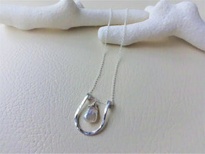 Keshi Pearl Horseshoe Necklace, Silver or Gold 