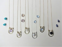 Load image into Gallery viewer, Horseshoe Necklace, Lucky Charm Pendant, Choose your Stone and Metal.