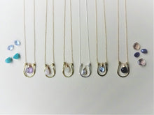 Load image into Gallery viewer, Horseshoe Necklace, Lucky Charm Pendant, Choose your Stone and Metal.