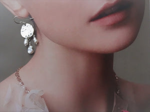 Silver Keshi Pearl Chandelier Earrings.