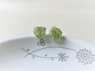 Peridot Sterling Silver Stud Earrings, Raw Stone Jewelry, Greenery Earrings.