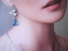 Load image into Gallery viewer, Blue Quartz and Keshi Pearl Dangle Earrings