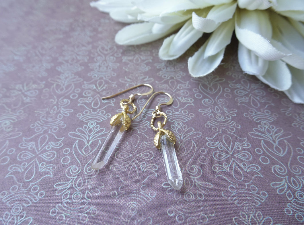 Tiny Crystal Point Earrings, Icicle Jewelry