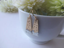 Load image into Gallery viewer, Gold Hand Stamped Earrings with Silver Accent