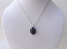 Load image into Gallery viewer, Oval Cabochon Stone Silver Pendant, Gray Cat&#39;s eye Necklace