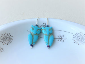 Blue Owl Earrings
