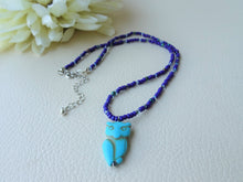 Load image into Gallery viewer, Blue Owl Beaded Necklace