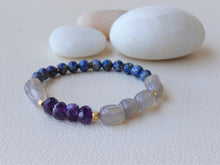 Load image into Gallery viewer, Amethyst Stretch Bracelet, Mixed Stone Beaded Bracelet