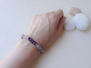Amethyst Stretch Bracelet, Mixed Stone Beaded Bracelet