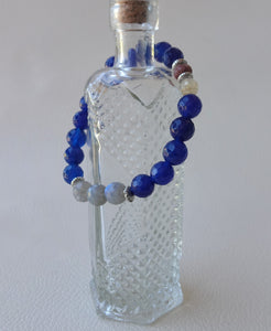 Blue Stretch Bracelet with Labradorite, Citrine, Rhodochrosite