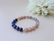 Load image into Gallery viewer, Blue and Pink Stretch Beaded Bracelet