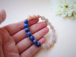 Blue and Pink Stretch Beaded Bracelet