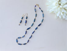 Load image into Gallery viewer, Blue Roman glass Necklace and matching earrings