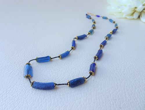 Blue Roman glass Necklace