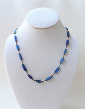 Load image into Gallery viewer, Blue Roman glass Necklace on neck 