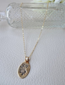 Hand Stamped Minimalist Pendant, Tree of Joy Necklace