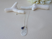 Load image into Gallery viewer, Starry Night Sapphire Pendant, Sterling Silver Teardrop Necklace