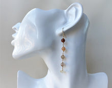 Load image into Gallery viewer, Fall Color Gemstones Long Earrings, Gold filled Dangle Earrings