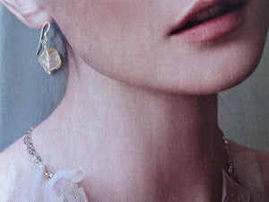 Rose Quartz Wire Wrapped Earrings, Raw Stone Earrings