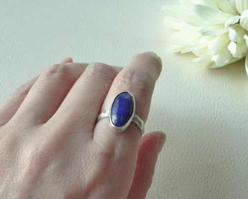 Lapis lazuli sterling silver size adjustable ring