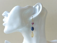 Load image into Gallery viewer, Pink and Blue Citrine Dangle Earrings, Gemstone Dangle Earrings