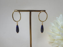 Load image into Gallery viewer, lapis lazuli gold earrings
