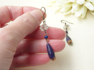Lapis lazuli and Herkimer Diamond Earrings