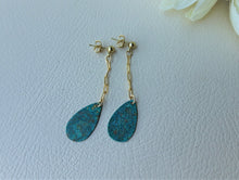 Load image into Gallery viewer, Green Patina Drop Earrings