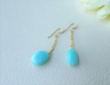 Load image into Gallery viewer, Blue Amazonite Gold Chain Earrings