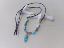 Load image into Gallery viewer, Blue Owl Suede Cord Adjustable Long Necklace