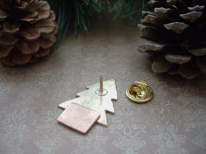 Christmas Tree Pin Brooch, Gold Tree Brooch, Lapel Pin.