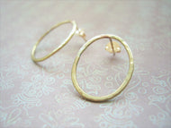 Modern loop earrings, Minimalist jewelry, Gold studs, Oval link.