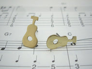 Ukulele Stud Earrings, Music Instrument Jewelry, Gold or Silver.