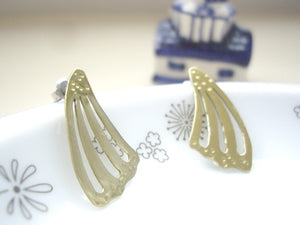Gold Butterfly Wing Statement Earrings, Post Earrings.