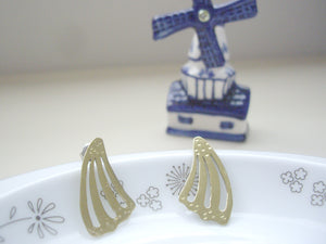 Gold Butterfly Wing Statement Earrings, Post Earrings.