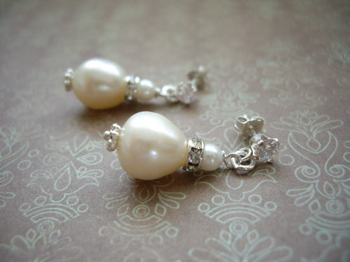 Baroque Pearl Wedding Earrings