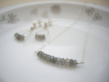 Load image into Gallery viewer, Labradorite Tiny Hoop Earrings, Minimal Jewelry For Her.