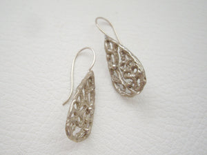 Lacy Flower Drop Earrings, Filigree Jewelry, Bronze Gold.
