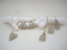 Load image into Gallery viewer, Rose Gold Heart Earrings, Lacy Heart Earrings, Romantic Jewelry.