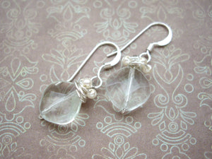 Transparent Gems Short Dangle Earrings.