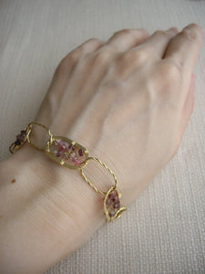 Pink Multi Spinel Bracelet With Gold-Filled Design Chain.